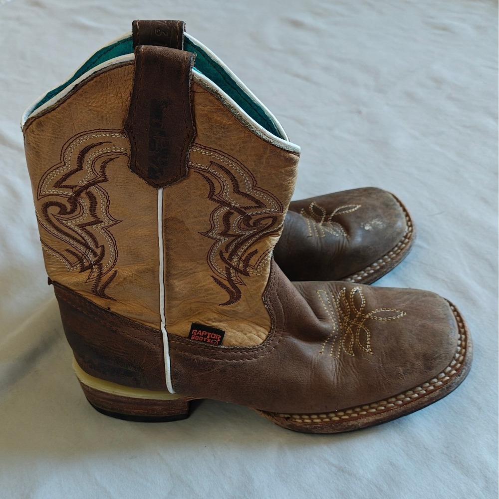 Adorable Kids Raptor Western Boots Turquoise Interior